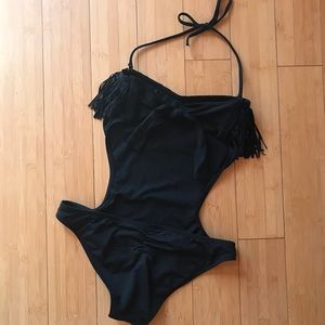 Black Fringe One Piece by L*Space